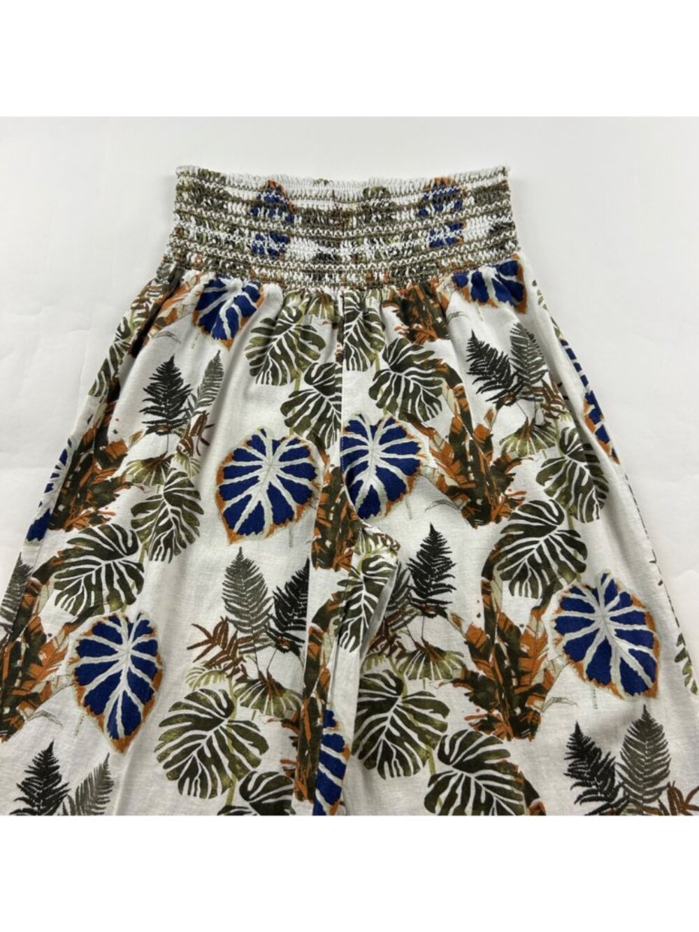 Dahui Hawaii Earth Tone Tropical Print Linen Blend WIde Leg Pant L - Picture 2 of 5